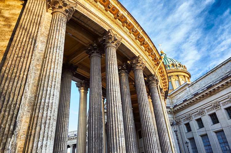 Saint Petersburg, Russia. 11 March 2014. Columns of Kazan Cathedral. © Igor Ilyutkin